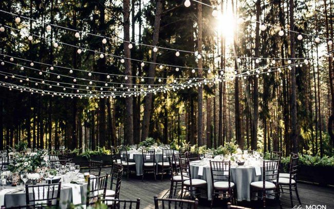 Šventinių LED lempučių girliandų stambiais burbulais nuoma vestuvėms ir renginiams